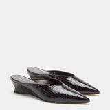 Le Monde Beryl - Victoria Micro Wedge Mule / Coco Brown Croc Effect Leather