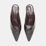 Le Monde Beryl - Victoria Micro Wedge Mule / Coco Brown Croc Effect Leather