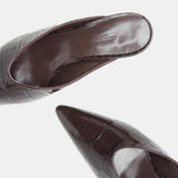 Le Monde Beryl - Victoria Micro Wedge Mule / Coco Brown Croc Effect Leather