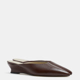 Le Monde Beryl - Micro Wedge Mule / Bruciato Leather Snake Effect