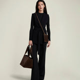 Metier - Market Small Suede Chocolate With Salt Stitching