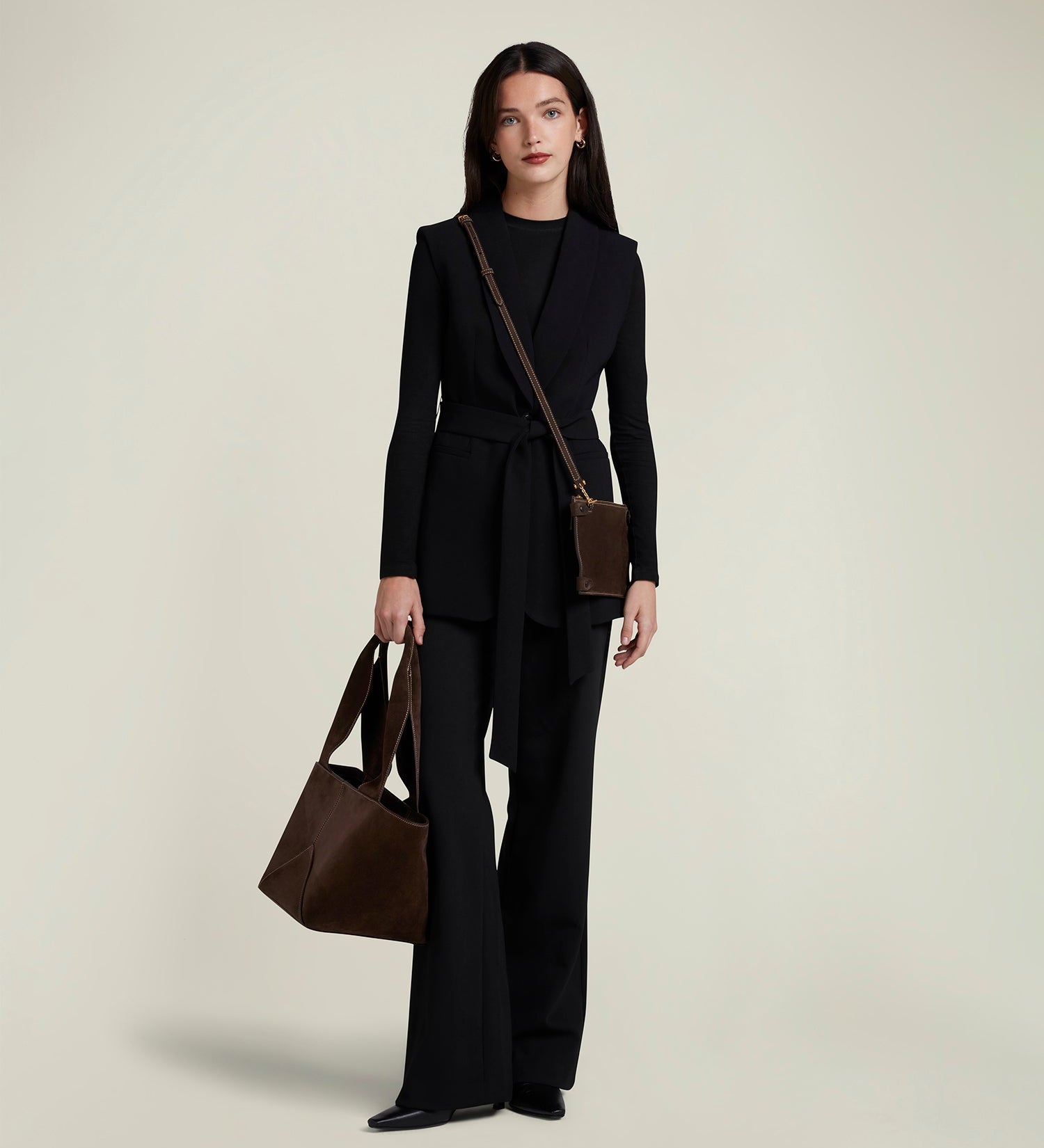 Metier - Market Small Suede Chocolate With Salt Stitching