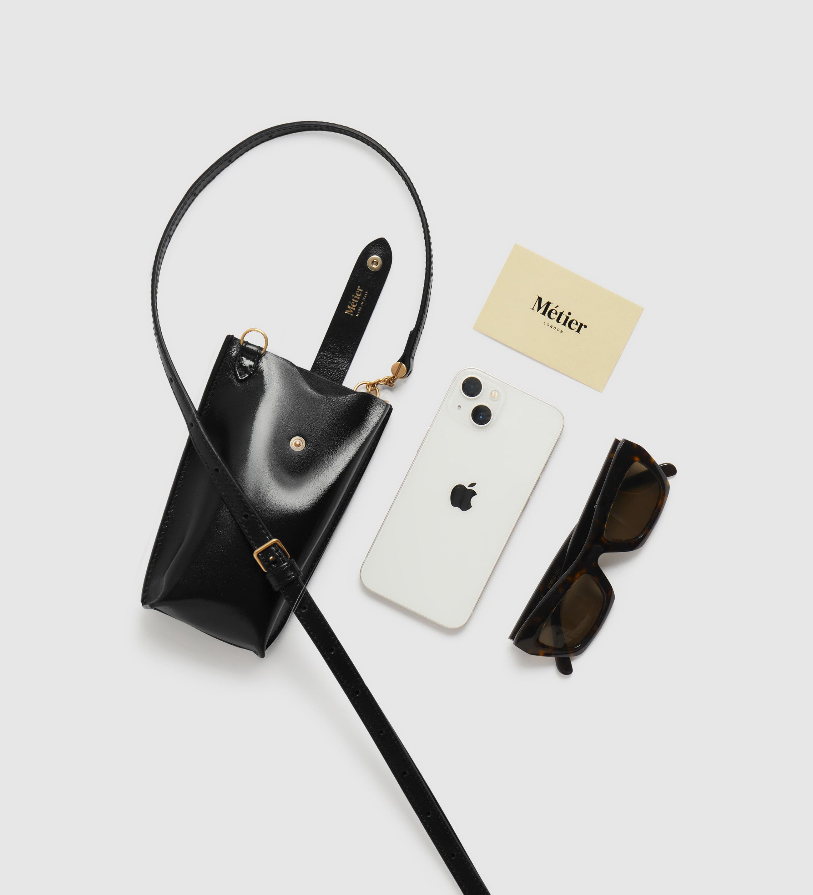 Metier - Minimalist Double Glossy Calfskin Black