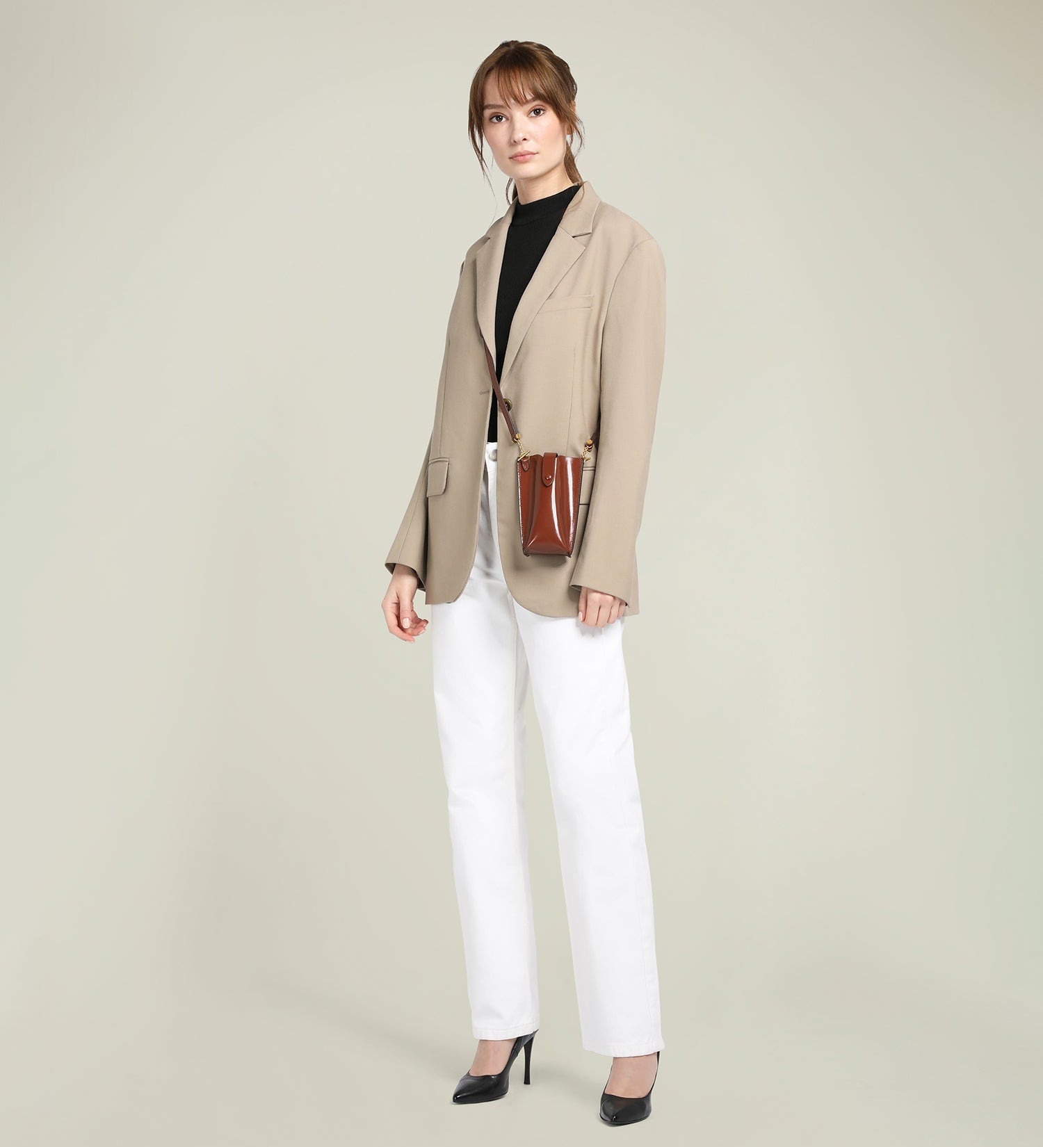 Metier - Minimalist Double Glossy Calfskin Burnt Tobacco