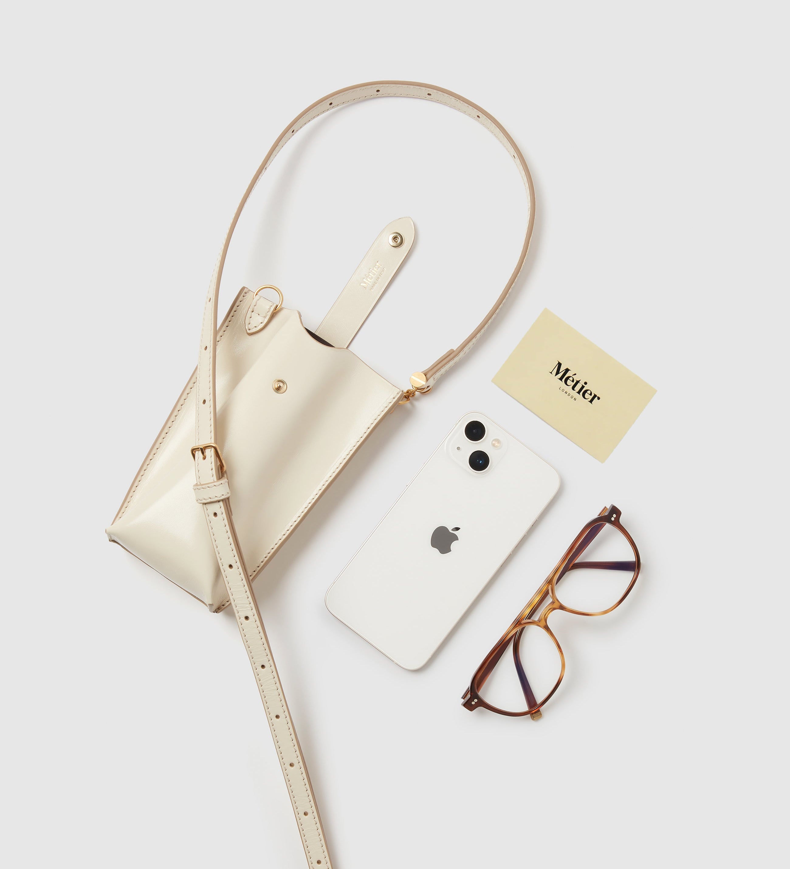 Metier - Minimalist Double Glossy Calfskin White Sand