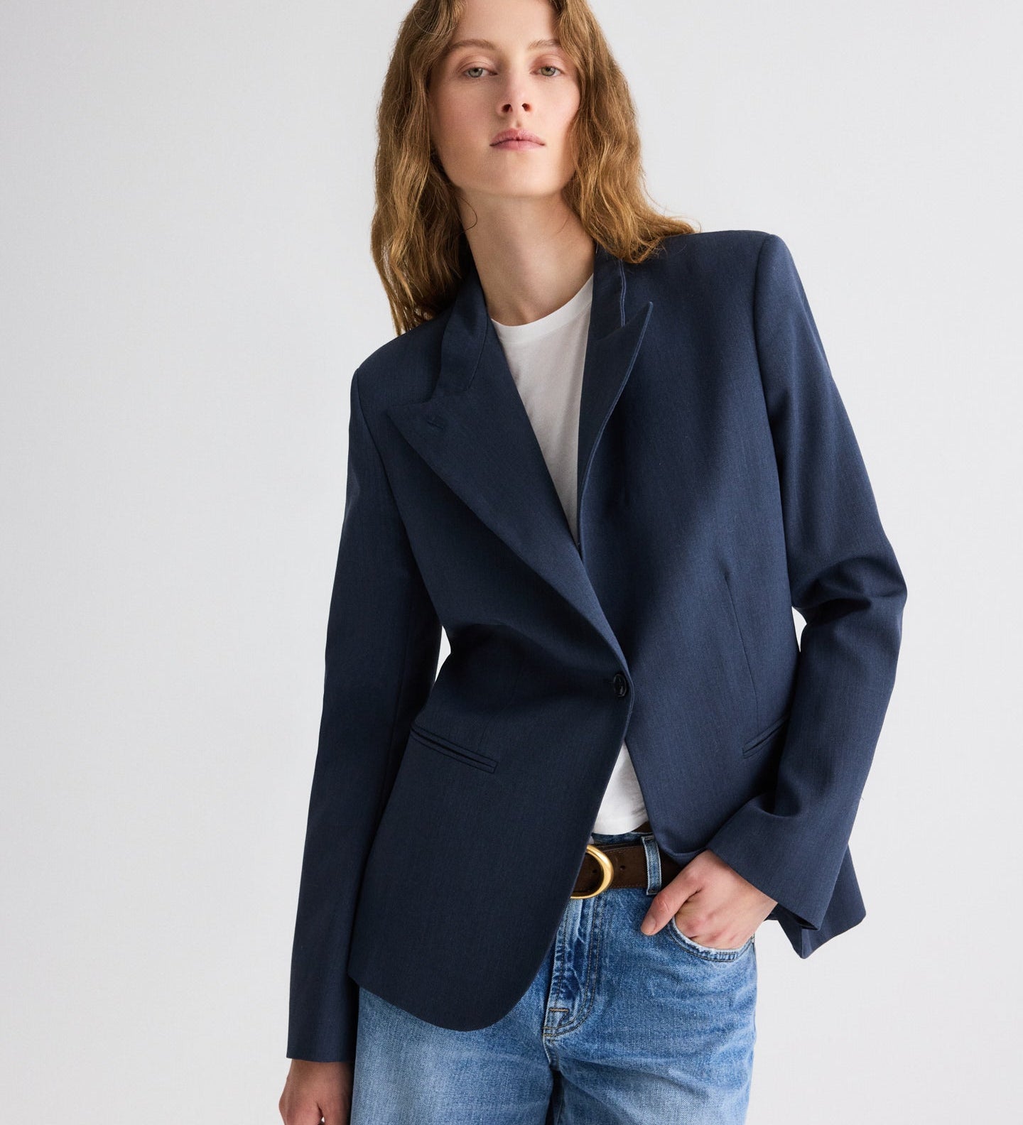 TWP - Buttoned Up Blazer in Denim Look Suiting