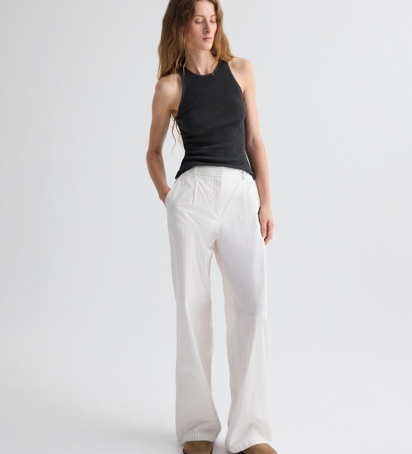 TWP - Hudson St. Pant in Mixed Pinstripe Superpop
