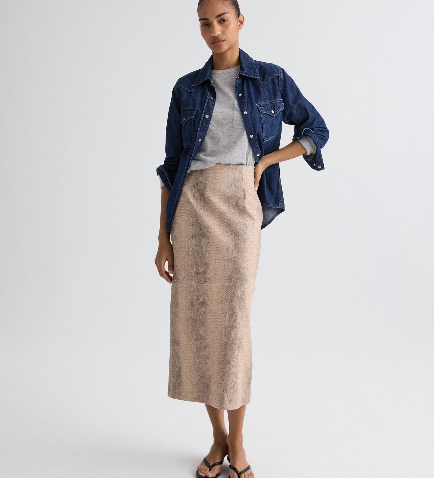 TWP - Miles Skirt in Embossed Python Leather