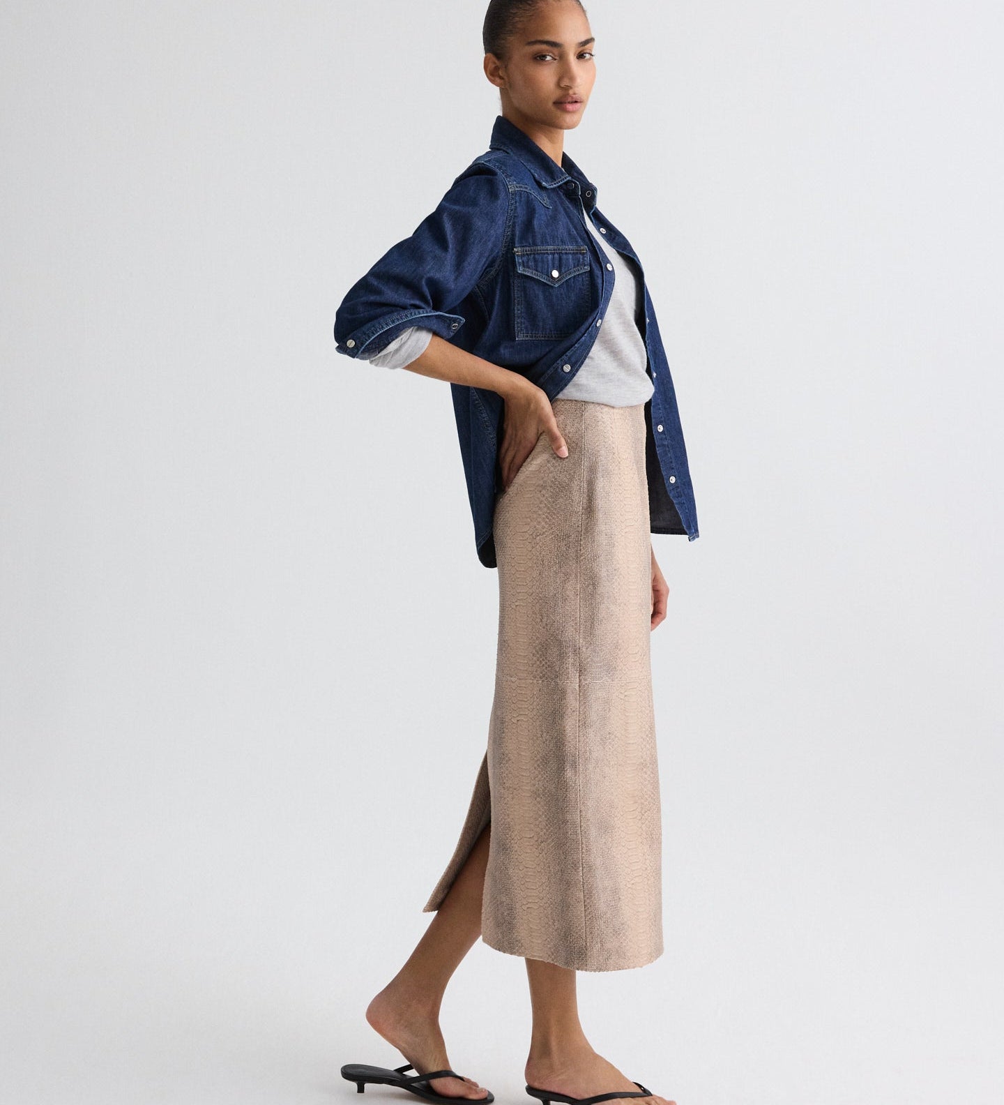 TWP - Miles Skirt in Embossed Python Leather