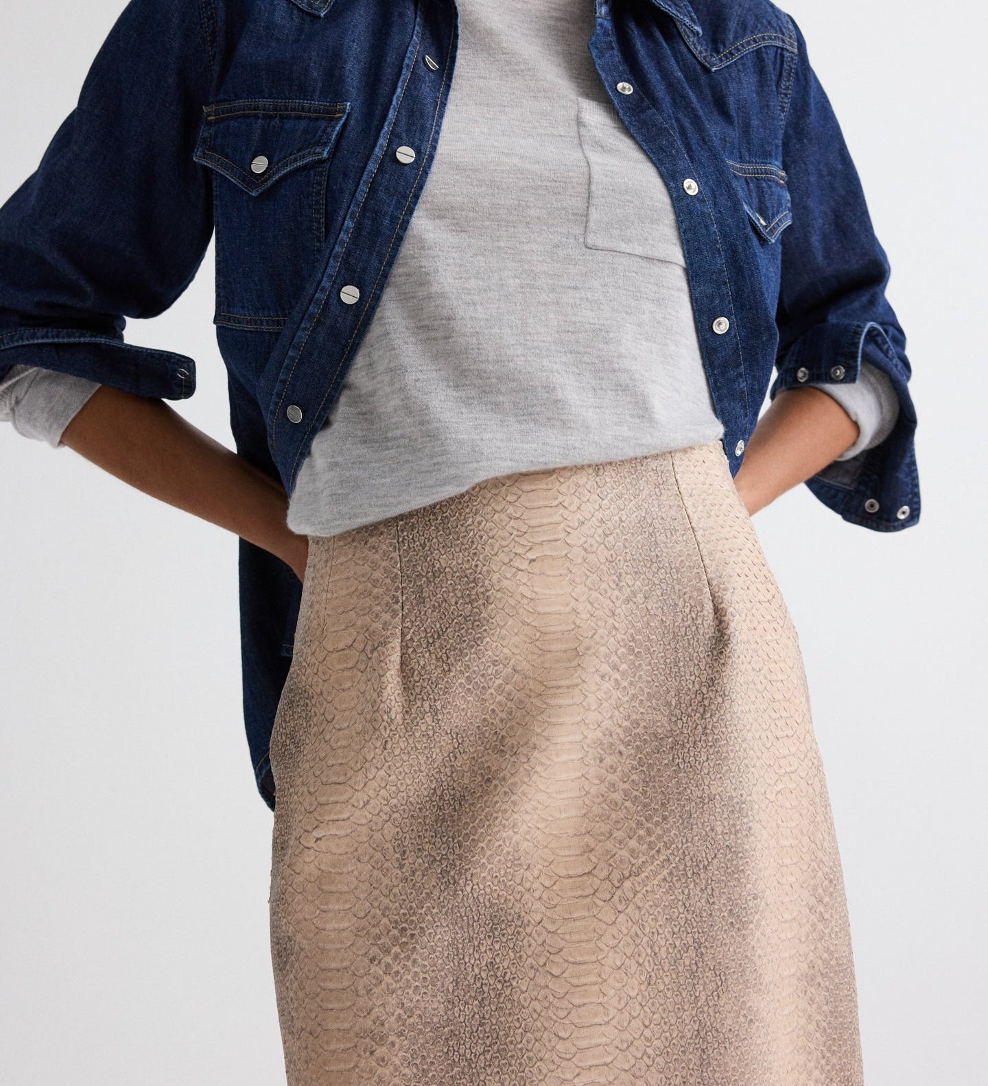 TWP - Miles Skirt in Embossed Python Leather