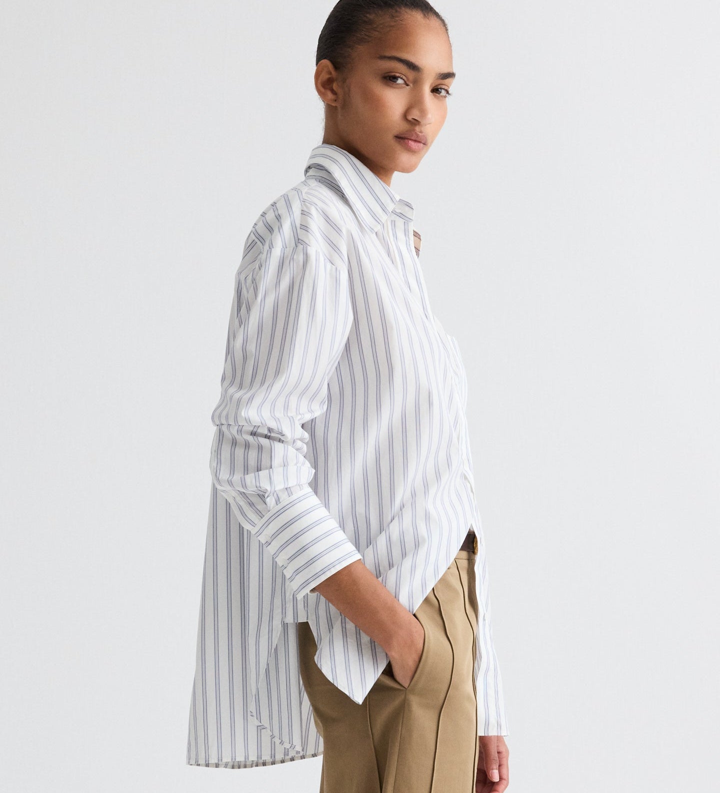 TWP - Big Joe Shirt in Hairline Stripe