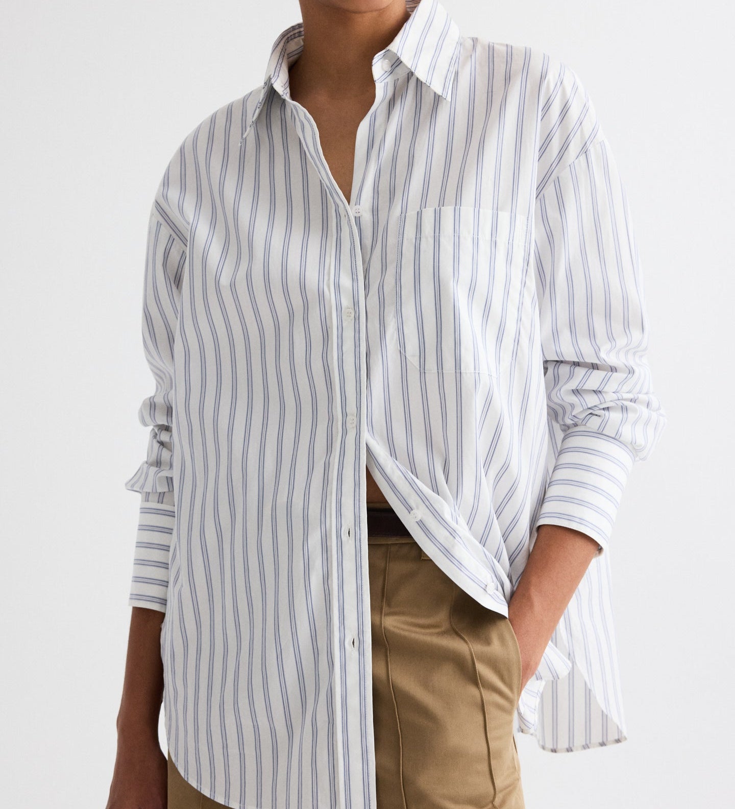 TWP - Big Joe Shirt in Hairline Stripe