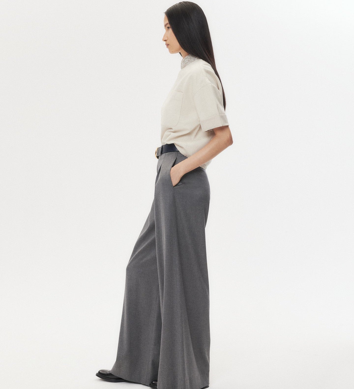 TWP - Ex T With Crystal Collar in Japanese Denim