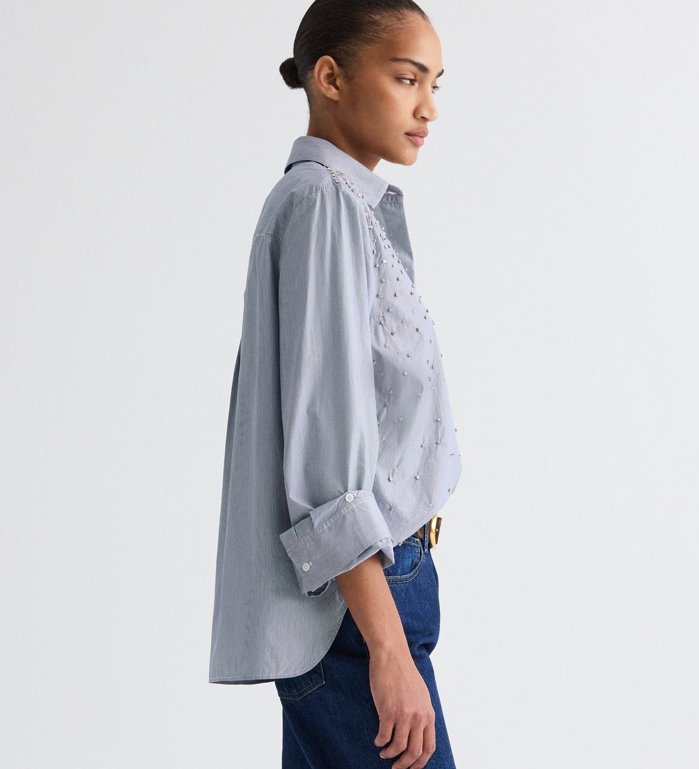 TWP - Next Morning Shirt with Crystals in Baroness Stripe