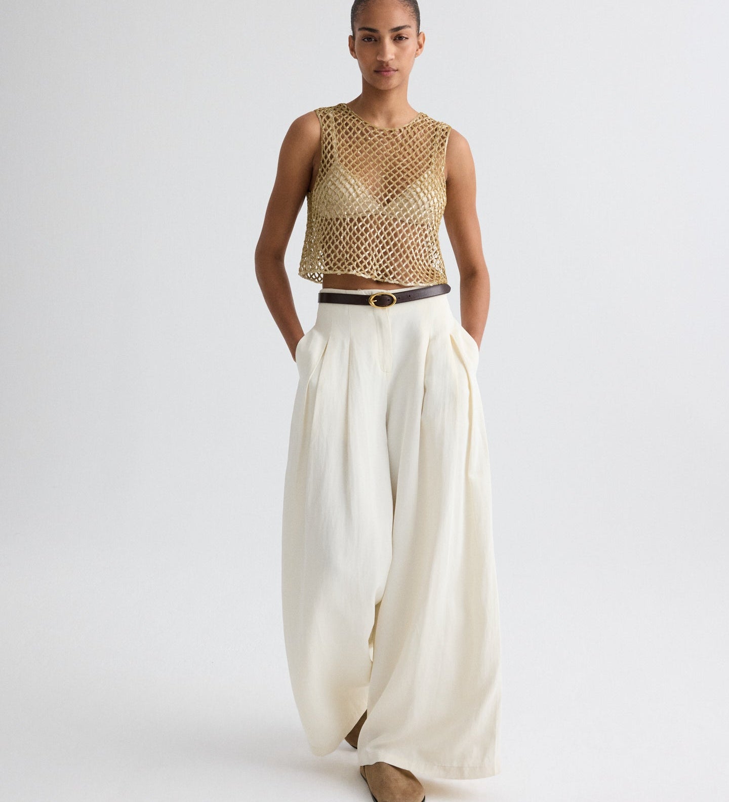 TWP - Sequined Muscle Tee in Sequin Netting