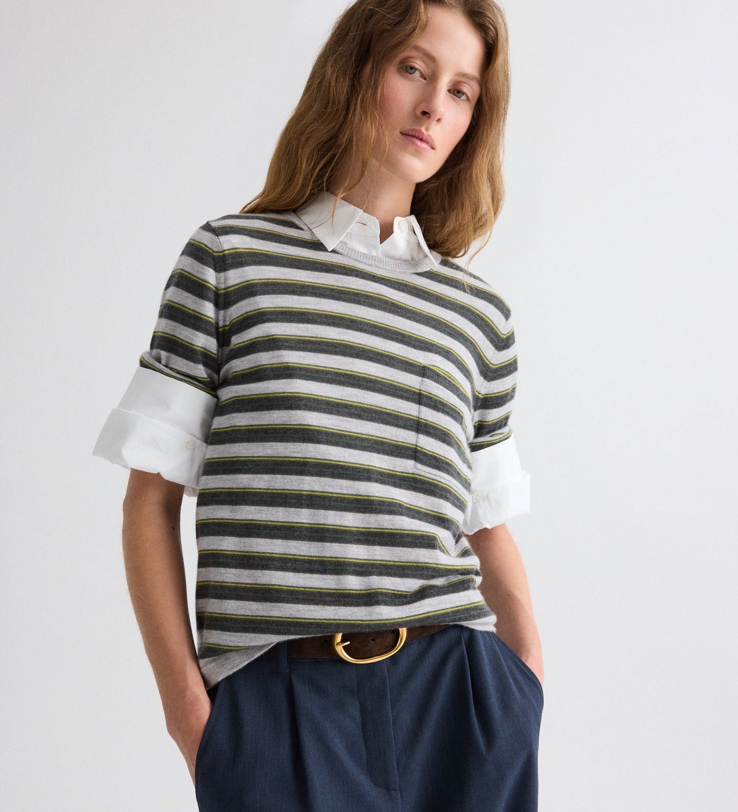 TWP - Striped True Crewneck in Superfine Cashmere