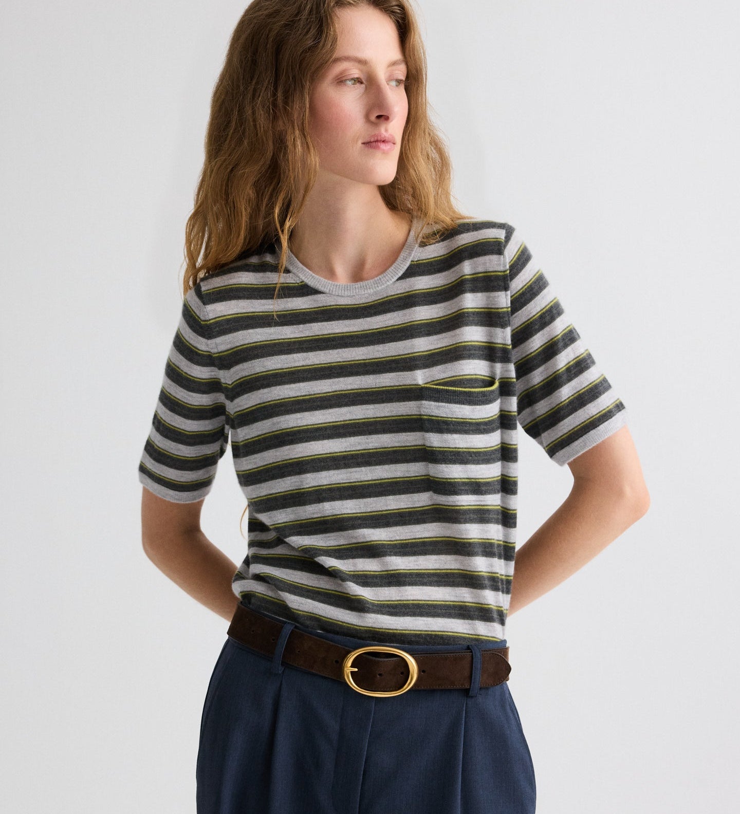 TWP - Striped True Crewneck in Superfine Cashmere