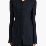 Khaite - Naran Jacket in Navy and White Stripe