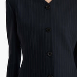 Khaite - Naran Jacket in Navy and White Stripe