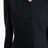 Khaite - Naran Jacket in Navy and White Stripe