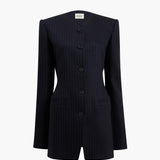 Khaite - Naran Jacket in Navy and White Stripe