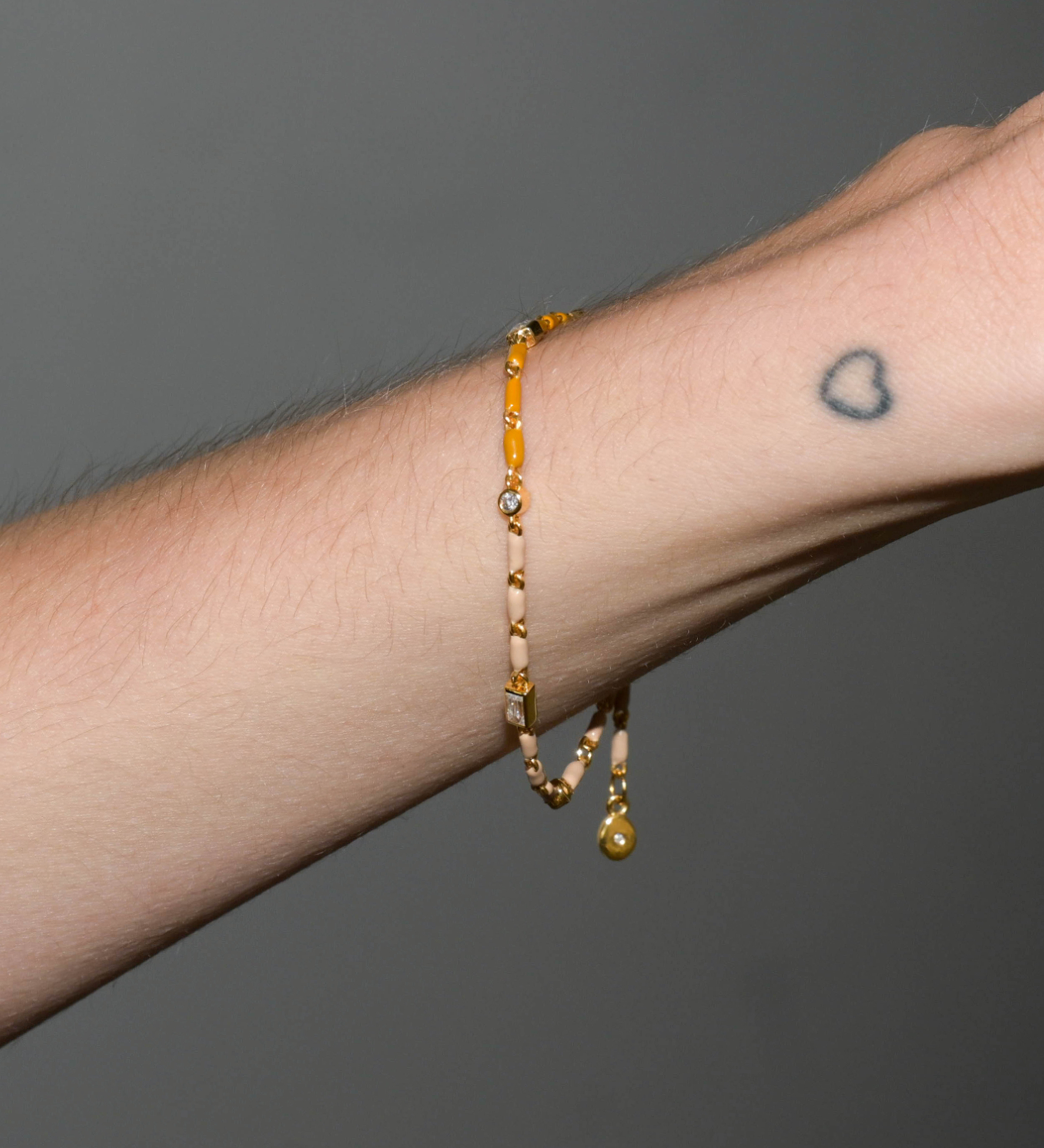Dorsey - ENAMEL MOISSANITE BRACELET IN NATUREL, 18K GOLD VERMEIL