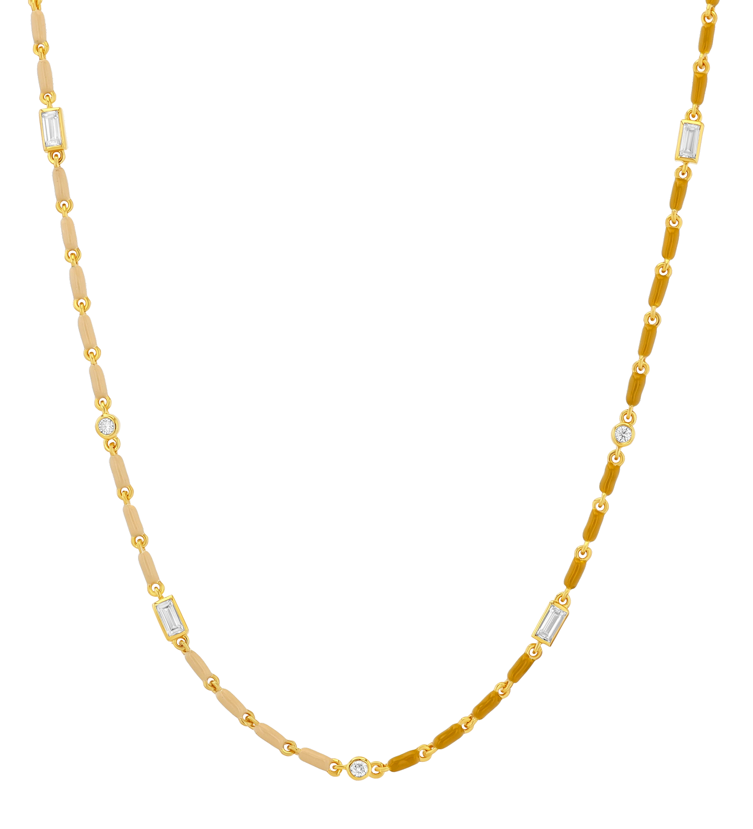 Dorsey - ENAMEL MOISSANITE NECKLACE IN NATUREL, 18K GOLD VERMEIL