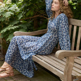 DÔEN - NAYELI DRESS -- BLEU SOLEIL FLEURIT