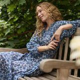 DÔEN - NAYELI DRESS -- BLEU SOLEIL FLEURIT