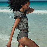 DÔEN - NERA TOP -- NOIR LA MADDALENA GINGHAM