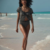 DÔEN - NERA TOP -- NOIR LA MADDALENA GINGHAM