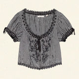 DÔEN - NERA TOP -- NOIR LA MADDALENA GINGHAM