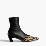 Khaite - Nevada Stretch Low Boot in Black Leather with Hyena Print Haircalf