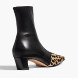 Khaite - Nevada Stretch Low Boot in Black Leather with Hyena Print Haircalf