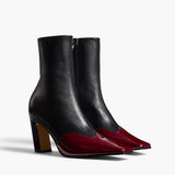 Khaite - Nevada Stretch High Boot in Black Leather with Oxblood Patent Leather