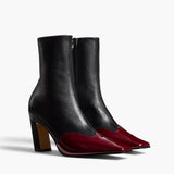 Khaite - Nevada Stretch High Boot in Black Leather with Oxblood Patent Leather
