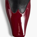 Khaite - Nevada Stretch High Boot in Black Leather with Oxblood Patent Leather