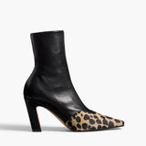 Khaite - Nevada Stretch High Boot in Black Leather with Hyena Print Haircalf