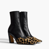 Khaite - Nevada Stretch High Boot in Black Leather with Hyena Print Haircalf