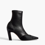 Khaite - Nevada Stretch High Boot in Black Leather and Haircalf