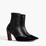Khaite - Nevada Stretch High Boot in Black Leather and Haircalf