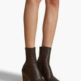 Khaite - Nevada Stretch High Boot in Dark Brown Nappa Leather