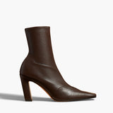 Khaite - Nevada Stretch High Boot in Dark Brown Nappa Leather