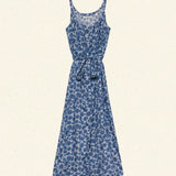 DÔEN - NEVITA DRESS -- BLEU SOLEIL FLEURIT