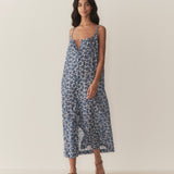 DÔEN - NEVITA DRESS -- BLEU SOLEIL FLEURIT