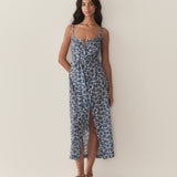 DÔEN - NEVITA DRESS -- BLEU SOLEIL FLEURIT