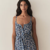 DÔEN - NEVITA DRESS -- BLEU SOLEIL FLEURIT