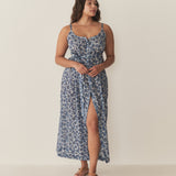 DÔEN - NEVITA DRESS -- BLEU SOLEIL FLEURIT