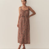 DÔEN - NEVITA DRESS -- L'ORANGE SOLEIL FLEURIT