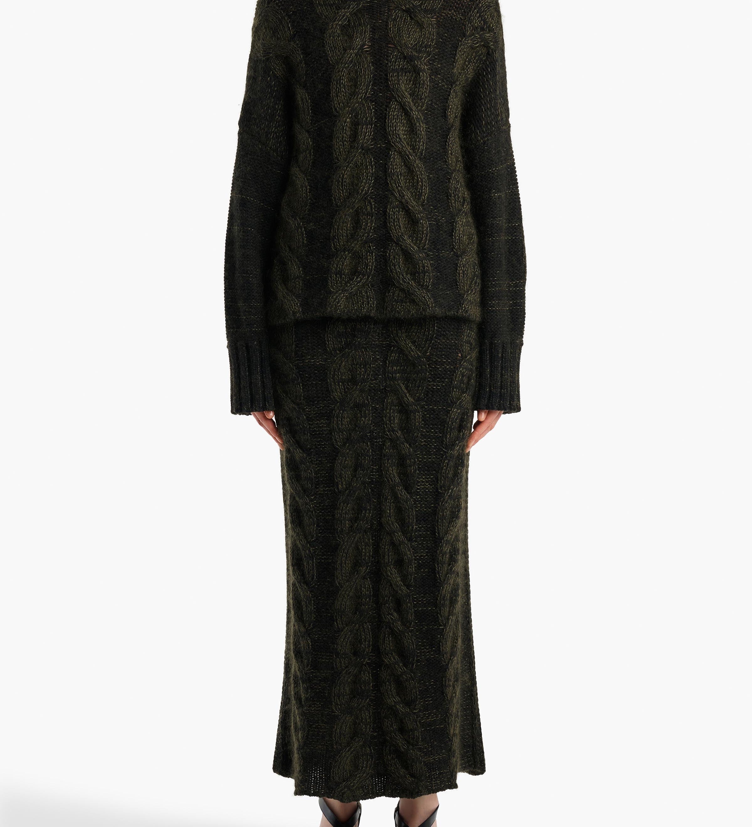 Khaite - Nico Sweater in Black and Olive Multi